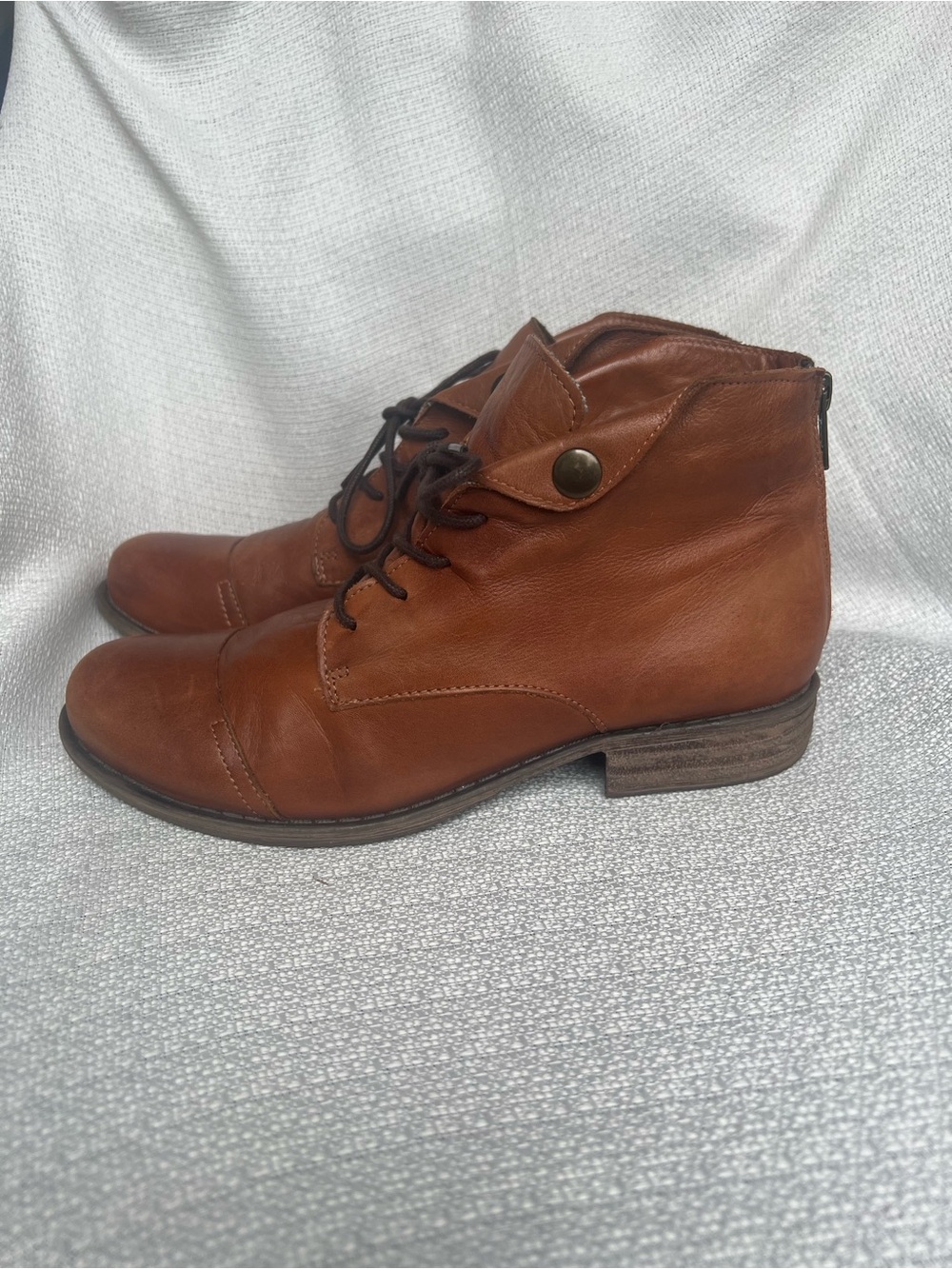 Miz Mooz Brown Leather Lace-Up Ankle Boots Women’s - Picture 8 of 16